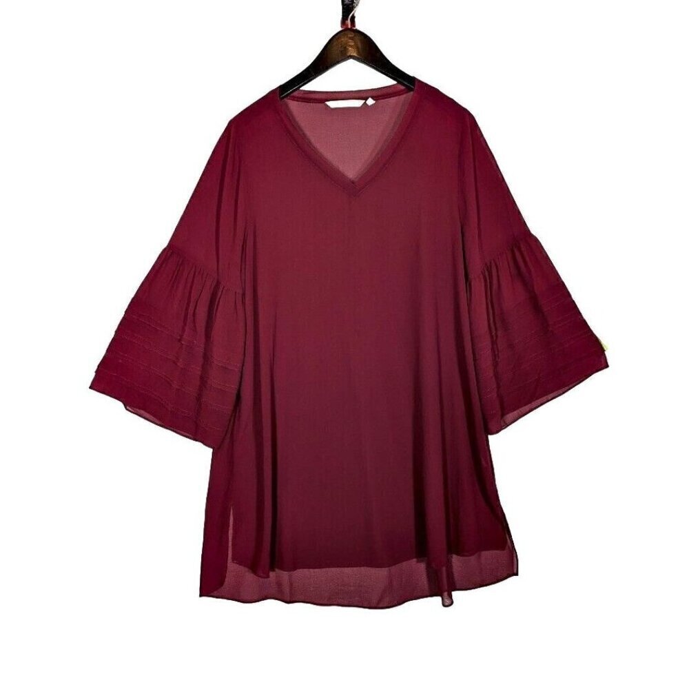 Soft Surroundings Size Large Sheer Beach Lounge Coverup Tiered Sleeve Tunic Top